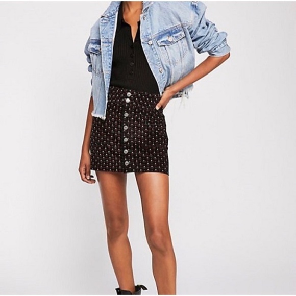 [Free People] Joanie Printed Cord Skirt - Picture 2 of 15